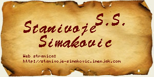 Stanivoje Simaković vizit kartica